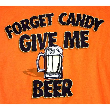 Forget Candy Give Me Beer Halloween Funny Orange T-shirt Men's XL (T20Q)