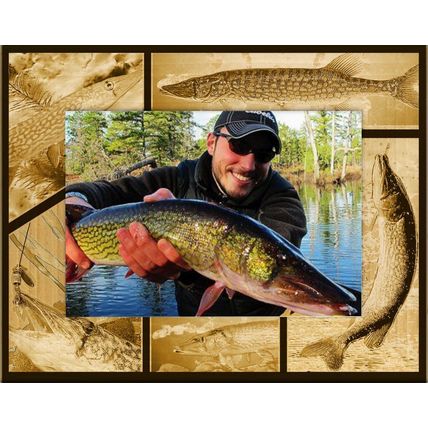 Pickerel Fish Laser Engraved Wood Picture Frame Landscape (3 x 5)