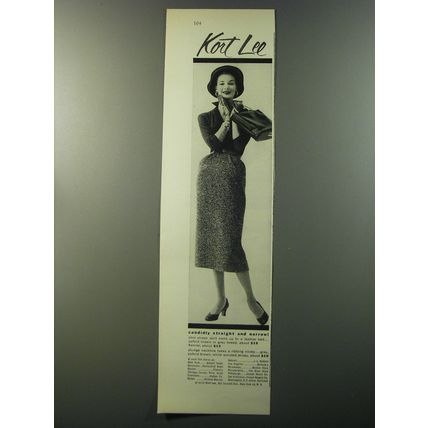 1953 Kort Lee Skirt and Blouse Ad - Candidly straight and narrow