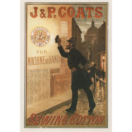 J&P Coates Sewing Cotton Policeman Advertising Poster Postcard