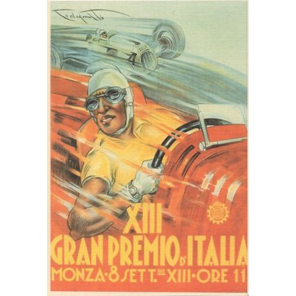 XIII Monza Vintage Grand Prix Motor Race Italian Poster Postcard