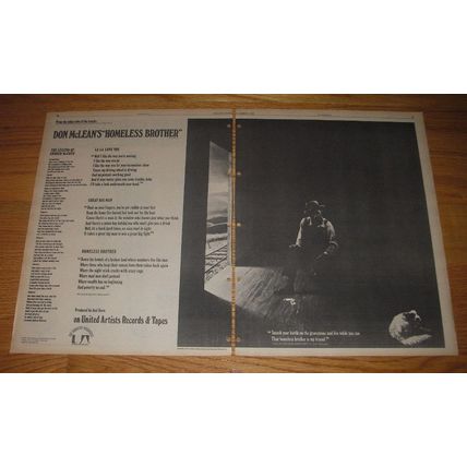 1974 Don McLean Album Homeless Brother Advertisement