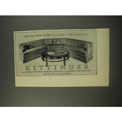 1956 Kittinger Sofa and Coffee Table Ad - Visit our New York Showroom