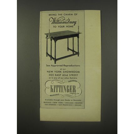 1956 Kittinger Furniture Ad - Bring the charm of Williamsburg to your home