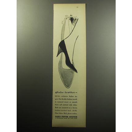 1957 Saks Fifth Avenue Shoes Advertisement - Globe Trotter