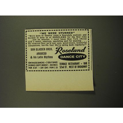 1959 Roseland Dance City Ad - Don Glasser Orch. Argueso & his Latin Rhythms