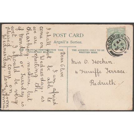 Carnanton Drive near Newquay, Cornwall, 1907 - Argall's Postcard