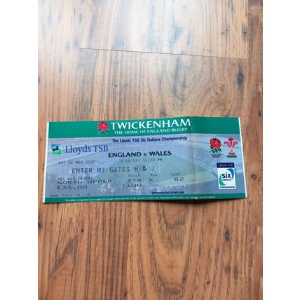 2000 England vs Wales Six Nations Programme & Ticket, Twickenham, Rugby Union