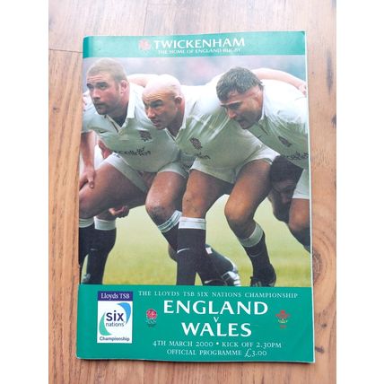 2000 England vs Wales Six Nations Programme & Ticket, Twickenham, Rugby Union