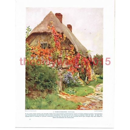 Worcestershire Cottage, England, Book Illustration (Print), c1920