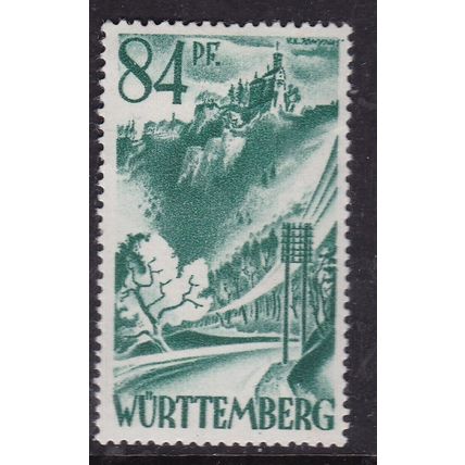 Wurttemberg 1947 Liechtenstein Castle 84pf Mint Never Hung SG FW12 VGC