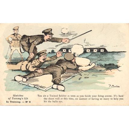 Tommy WW1 Firing Practice Shooting Range Rifle Military Old Comic Postcard