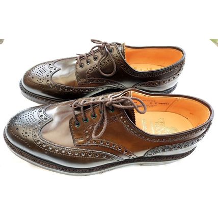 NEW UNWORN CROCKETT & JONES MENS BROWN CORDOVAN BROQUE DOUBLE RUBBER SOLE & HEEL