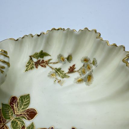 Royal Worcester Shell Bowl Trinket Tray 1896 Blush Ivory Color Antique Floral