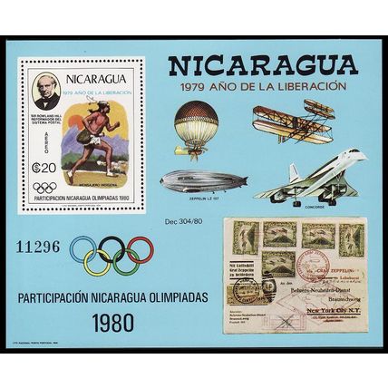 Nicaragua Concorde Moscow Olympics 1980 Zeppelin MS 1980 MNH SG#MS2220