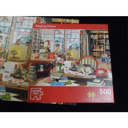 Corner Piece 500 Piece Jigsaw Puzzle Sleeping Kittens