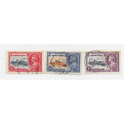 LEEWARD ISLANDS 1935 SILVER JUBILEE USED DOMINICA SG91 91 90 WINDSOR CASTLE KG5