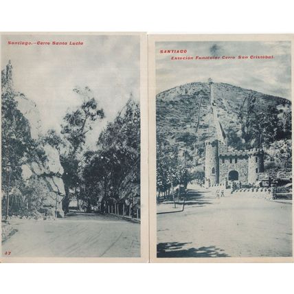 Santiago Santa Lucia San Cristobal Castle 2x Old Chile Postcard s