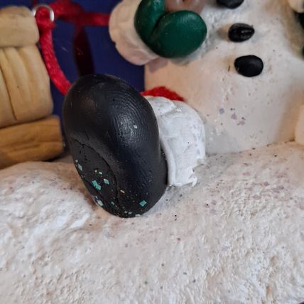 Studio 33 SNOWMAN Christmas STOCKING HOLDER Mantel Hanger Hook Resin Cast Iron