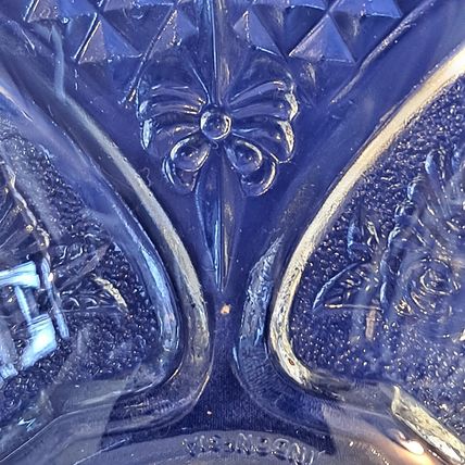 FIRNA Indonesia GLASS BOWL Candy Dish Nut Box Hearts Roses 7"