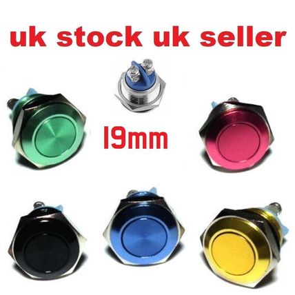 1 x metal momentary push button switch ideal horn starter 12v 19mm uk seller