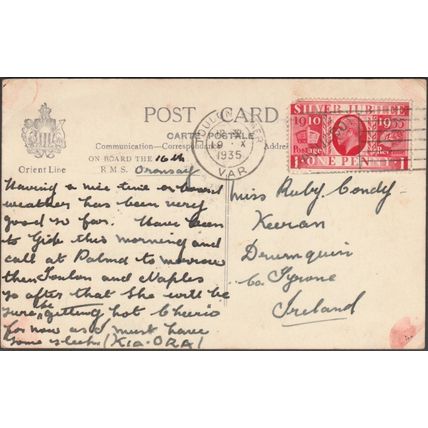 Gibraltar from the North East, 1935 - Orient Line RP Postcard