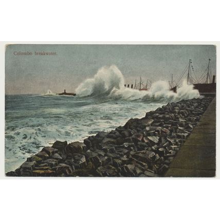 Ceylon Sri Lanka Colombo Breakwater Early 20th C. RPPC
