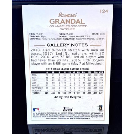 JASMANI GRANDAL 2018 TOPPS GALLERY BASEBALL CARD #124