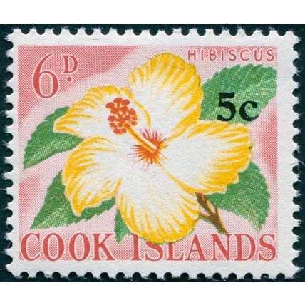 Cook Islands 1967 5c on 6d Hibiscus SG212 MNH