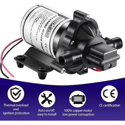 WASSERMANN RV Pump, 12V Self-Priming RV Water Pressure Pump 4.0GPM 45PSI with Pr