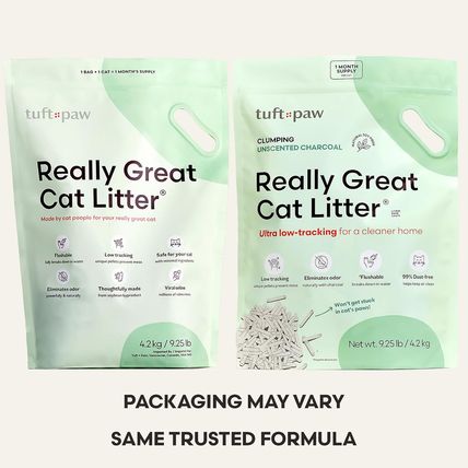 Tuft + Paw Really Great Cat Litter, Low Tracking Tofu Cat Litter, Clumping, Flus