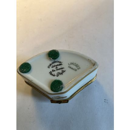 Limoges Fan Shape Trinket Box 3 x 1"