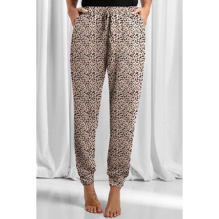 Khaki Leopard Elastic Waist Casual Joggers