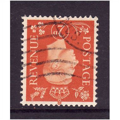 GREAT BRITAIN 1937 SG465i 2d ORANGE WMK INVERTED FINE USED #2