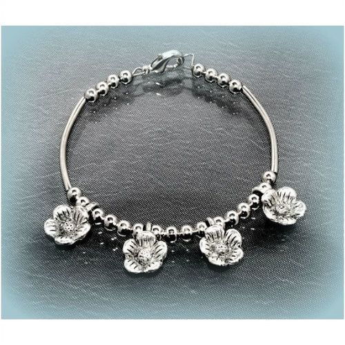 Tibet Hill Tribe Style Silver Tone Charm Bracelet Bangle Jewellery 872