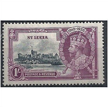 St Lucia 1935 SG112 1/- Slate & Purple Silver Jubilee Mounted Mint . .