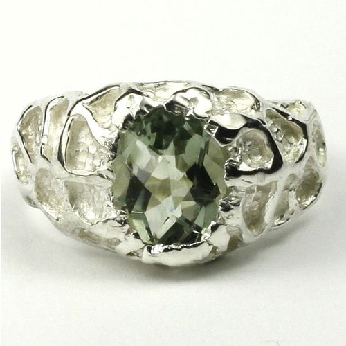 Green Amethyst (Prasiolite), 925 Sterling Silver Men's Ring, SR168