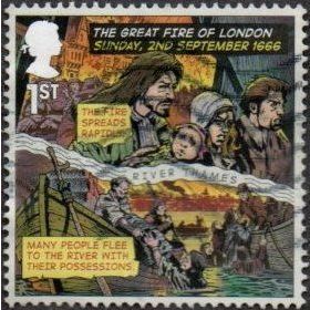 2016 Great Fire of London 1st Value.. People Flee Across River. Fine Used