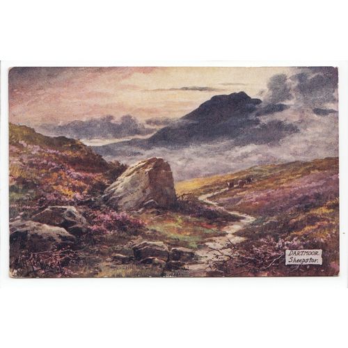 Sheepstor Dartmoor Devon Oilette Artist Signed G H Jenkins Art Postcard