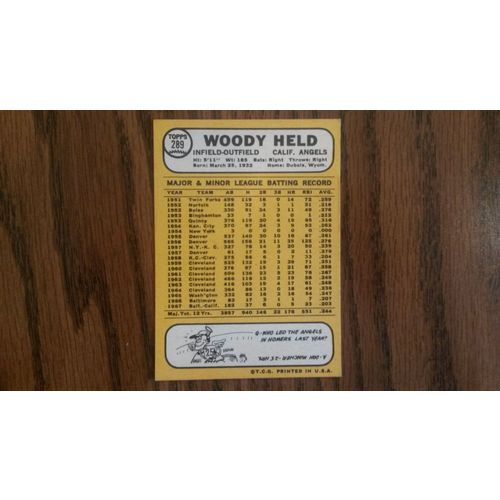 1968 Topps Card # 289 Woody Held Very Good (3) California Angels