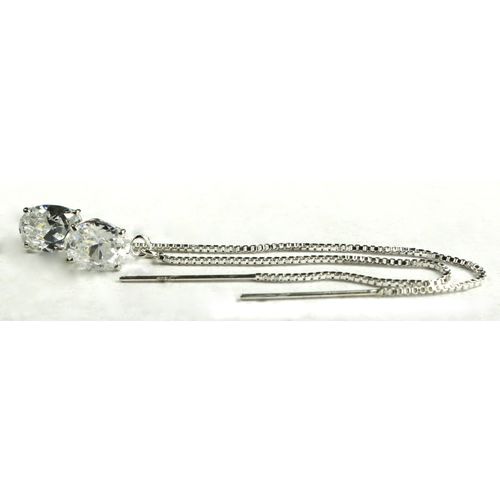 Cubic Zirconia (CZ), 925 Sterling Silver Threader Earrings, SE003