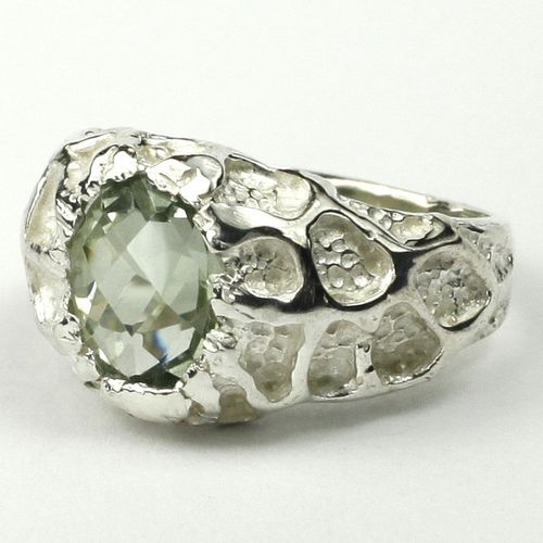 Green Amethyst (Prasiolite), 925 Sterling Silver Men's Ring, SR168