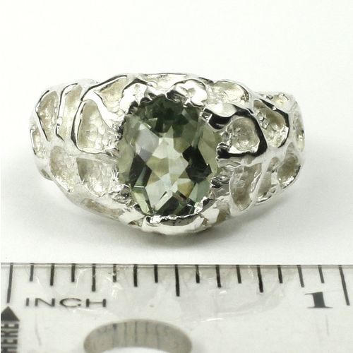 Green Amethyst (Prasiolite), 925 Sterling Silver Men's Ring, SR168