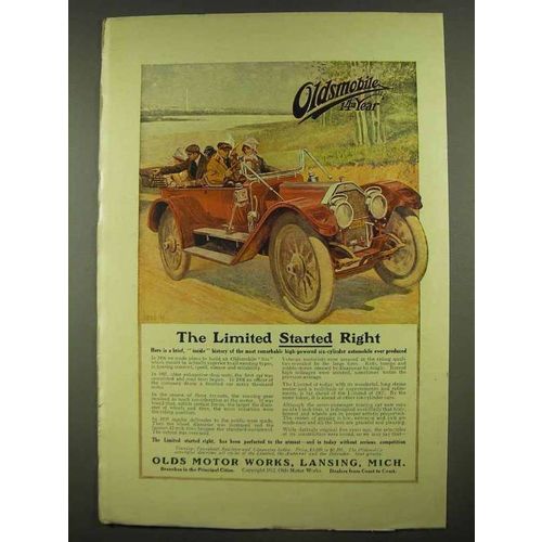 1912 Oldsmobile Limited Car Ad - Started Right