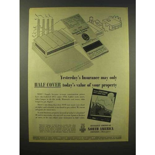 1945 Insurance Company of North America Ad - Half Cover