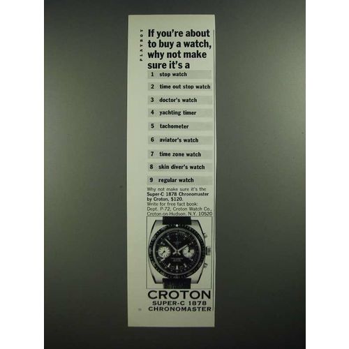 1970 Croton Super-C 1878 Chronomaster Ad - If You're About to Buy a Watch