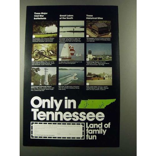 1974 Tennessee Tourist Division Ad - Major Civil War Battlefields