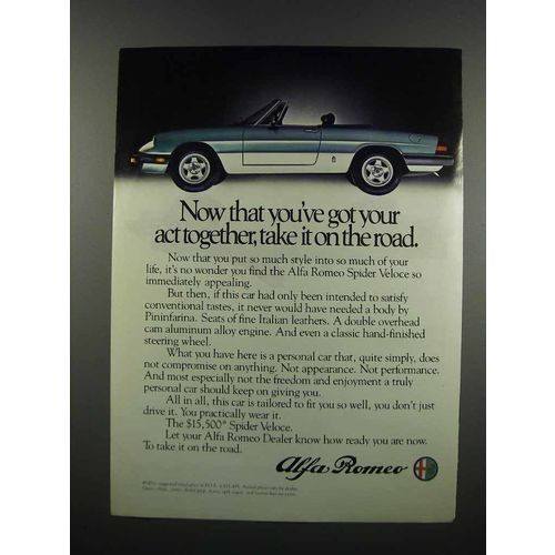 1983 Alfa Romeo Spider Veloce Ad - Take it On the Road