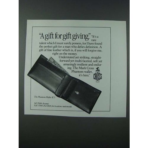 1986 Cross Phantom Wallet Ad - A Gift for Gift Giving