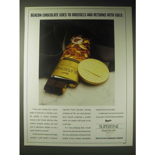 1989 Beacon Superfine Dark Chocolate Ad - Beacon chocolate goes to Brussels